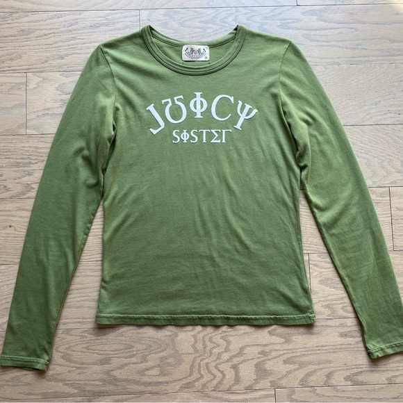 Juicy Couture “JUICY SISTER” Green y2k tee RARE - Picture 2 of 8